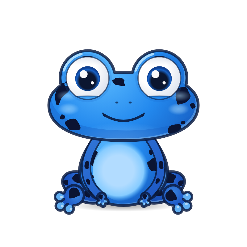 Ribbit’s cheerful blue frog mascot